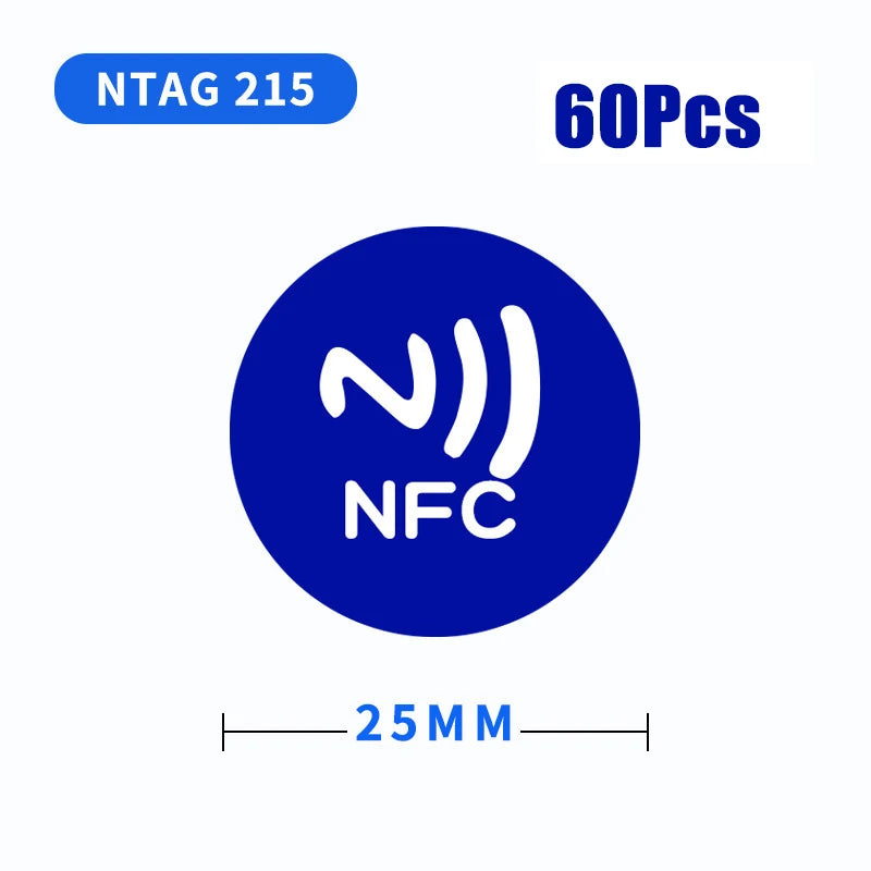60pcs NTAG215 NFC Adhesive Sticker Tags – WiFi & Automation NFC Sticker Tags Babs 60pcs Blue