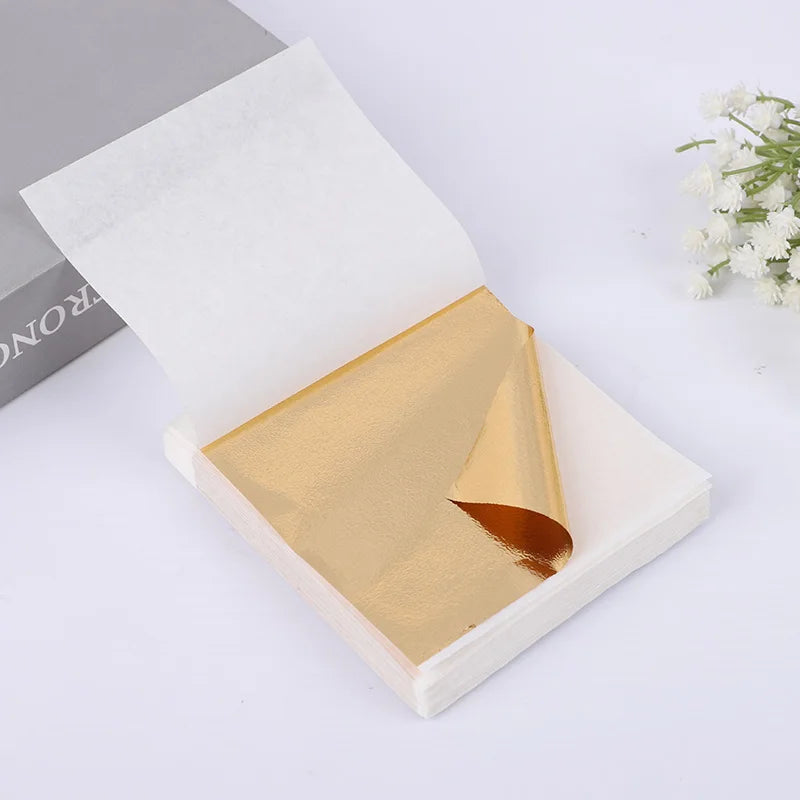 100Pcs Imitation Gold Foil Leaf Sheets – DIY Gilding & Nail Art Gold Foil Craft Sheets Babs