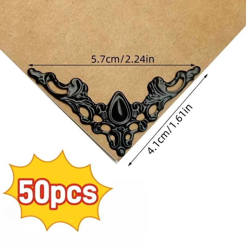 50 Metal Corner Protectors – Hollow Triangle Decorative Design Decorative Corner Protectors Babs Black
