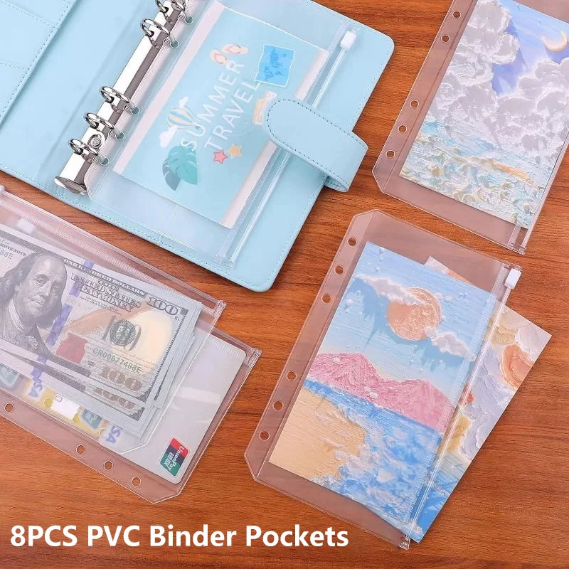 8PCS Zipper Binder Pocket Envelopes A5 A6 A7 Budget Organizer Binder Pocket Envelopes Babs