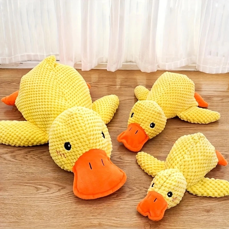 Yellow Duck Dog Calming Toy with Quacking Sound | Fleece Plush Plush Dog Toy Babs