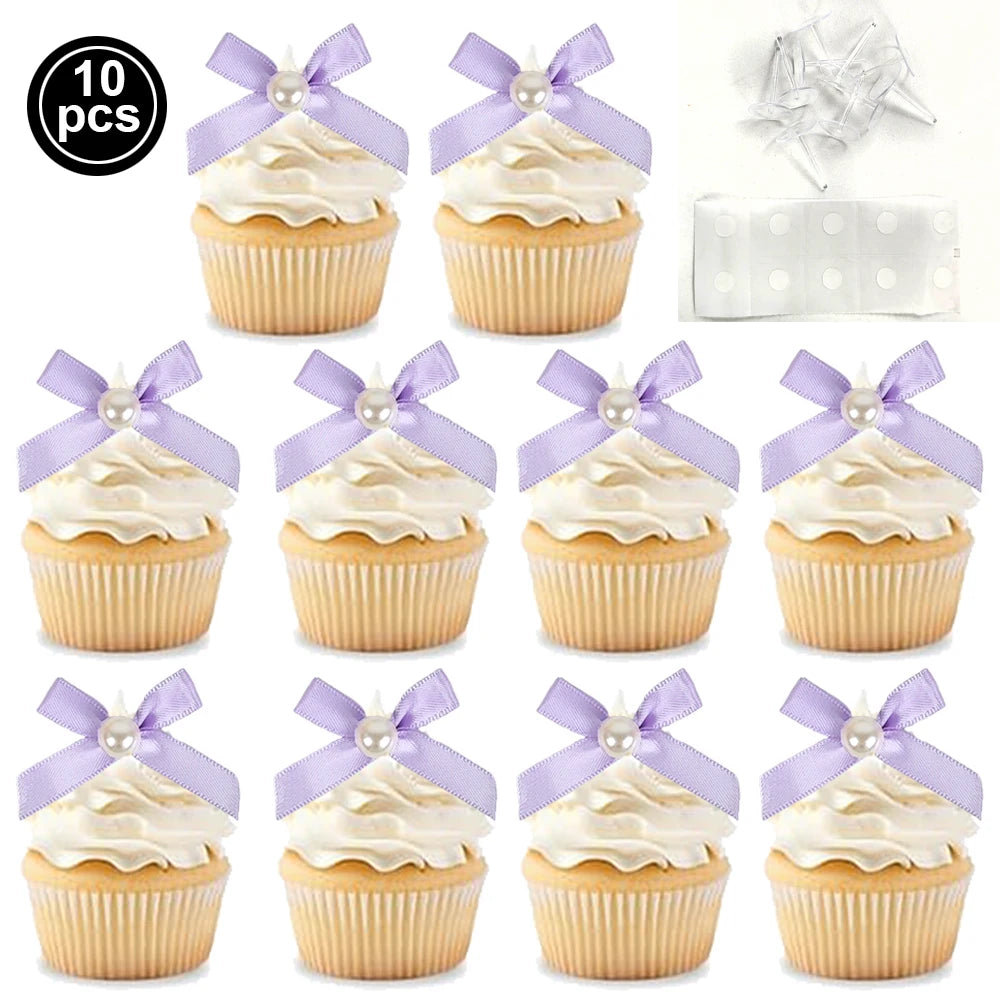 Pink Bow Cake Toppers – Birthday, Wedding & Baby Shower Cake Topper Babs Purple A 10pcs