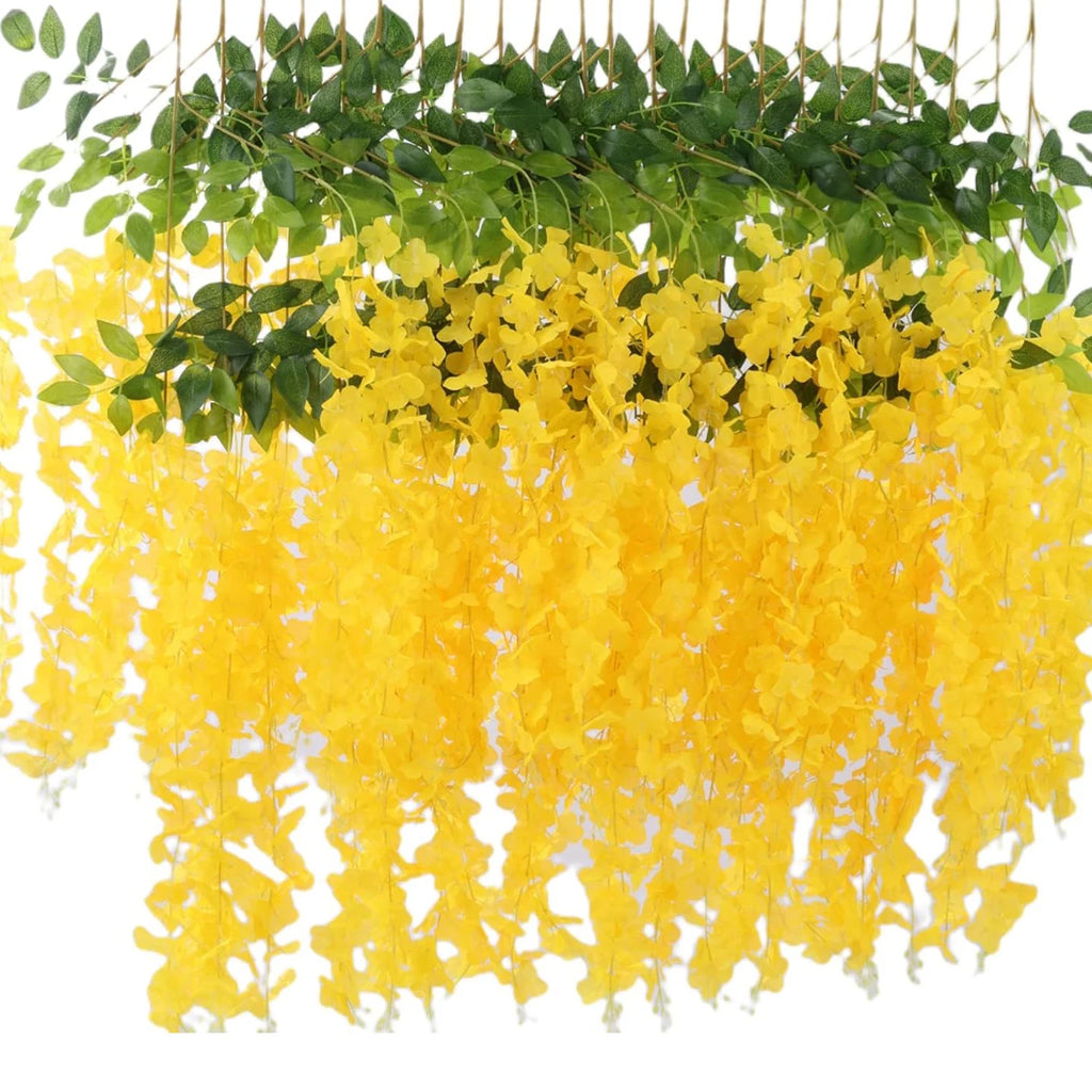 Silk Artificial Orchid Flower String – Wedding & Garden Décor Artificial Flower Garland Babs YELLOW 3 pcs