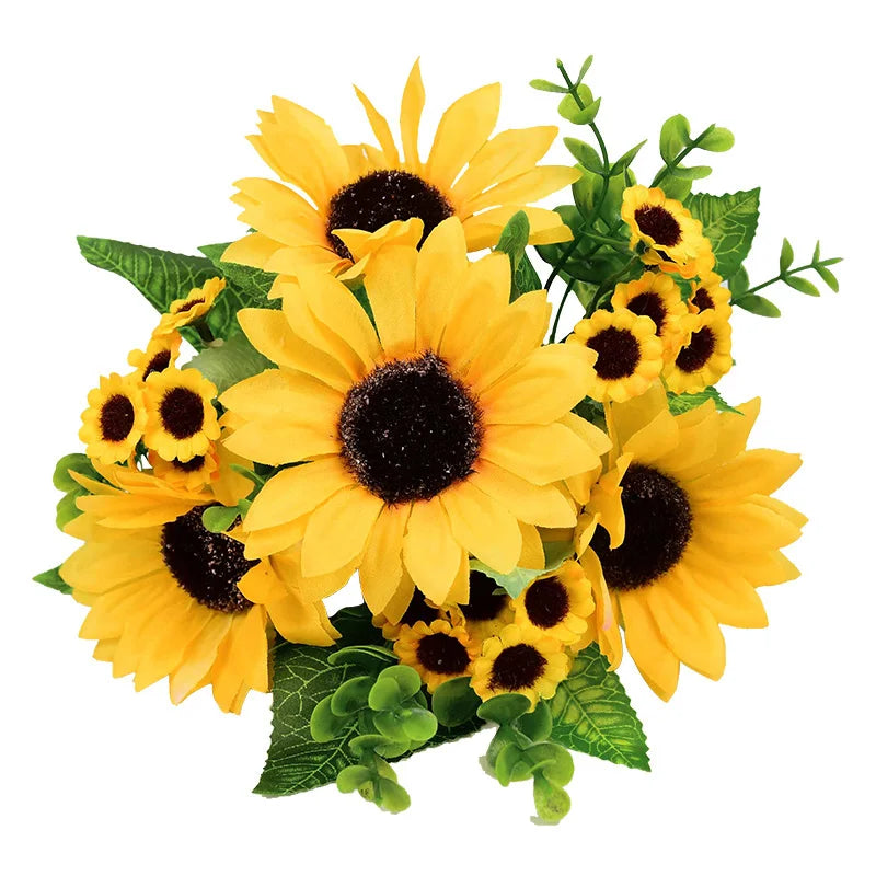22-Head Artificial Silk Sunflower Bouquet – Wedding & Home Decor Artificial Flower Bouquet Babs