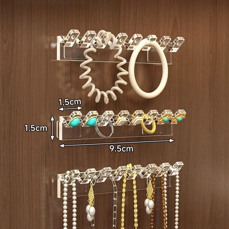 Wall Acrylic Necklace Holder – 8-Hook Jewelry Organizer (3/6 Pcs) Jewelry Wall Organizer Babs