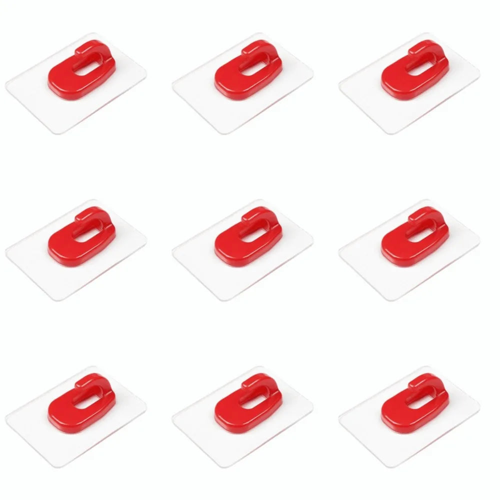 Transparent Invisible Self-Adhesive Hooks – 9-Pack, No-Trace Self-Adhesive Hooks Babs Red