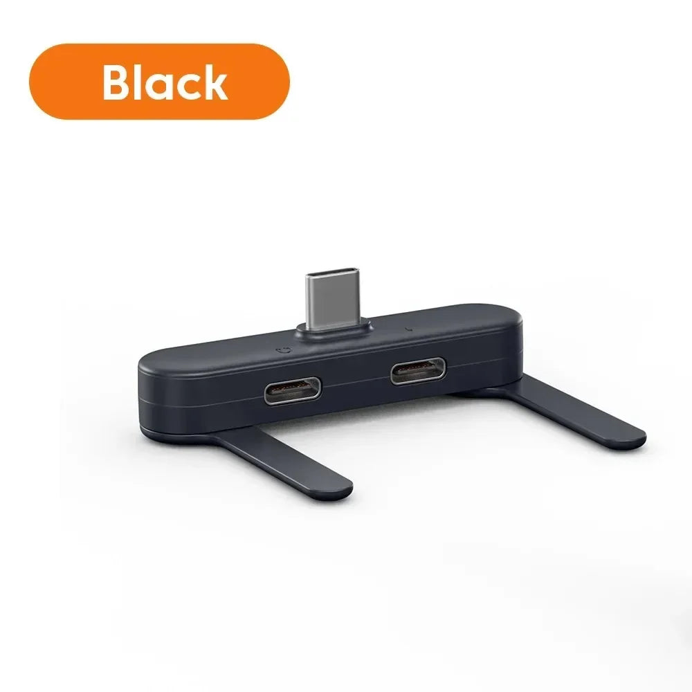 Foldable Type-C Adapter – Fast Charging, OTG & Audio USB-C Adapter Babs Black