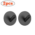 2-Pack Self-Adhesive 304 Stainless Steel Bathroom Hooks Bathroom Wall Hooks Babs D-Black 4.5X4.5cm