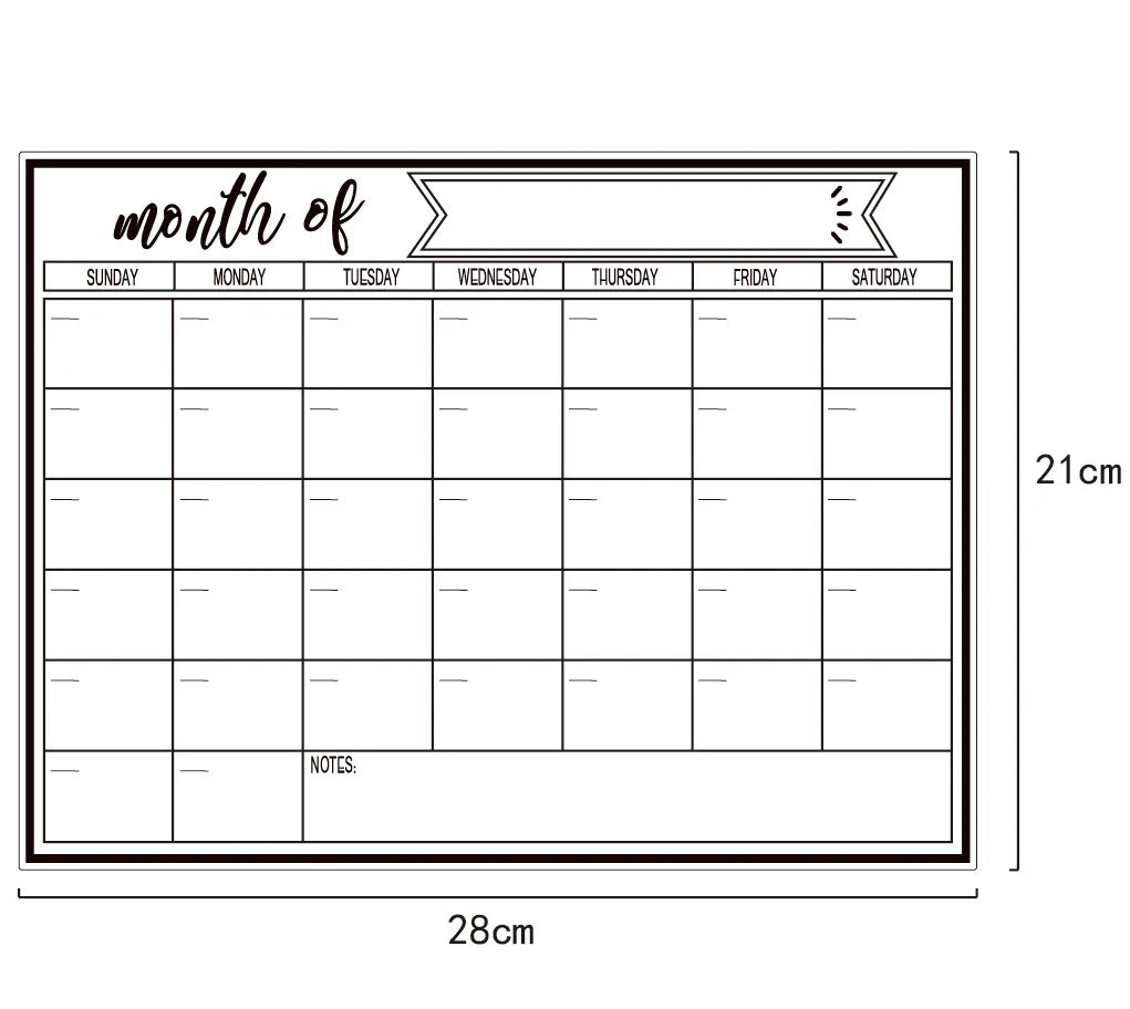 Magnetic Dry Erase Fridge Calendar Whiteboard | Kitchen Planner Magnetic Whiteboard Calendar Babs 1PCS