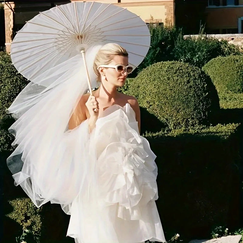 Handmade White Paper Umbrella – Wedding Decor & Photo Prop Decorative Umbrella Babs