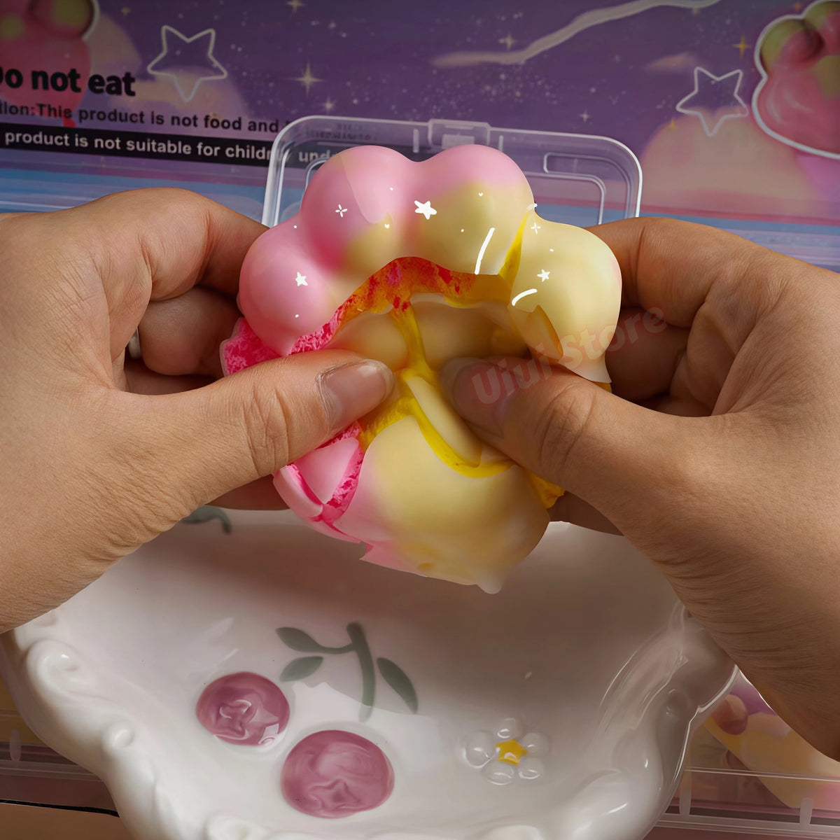 Chocolate Wax Cracking Squishy Cat Paw Donut Fidget Ball Squishy Fidget Toy Babs