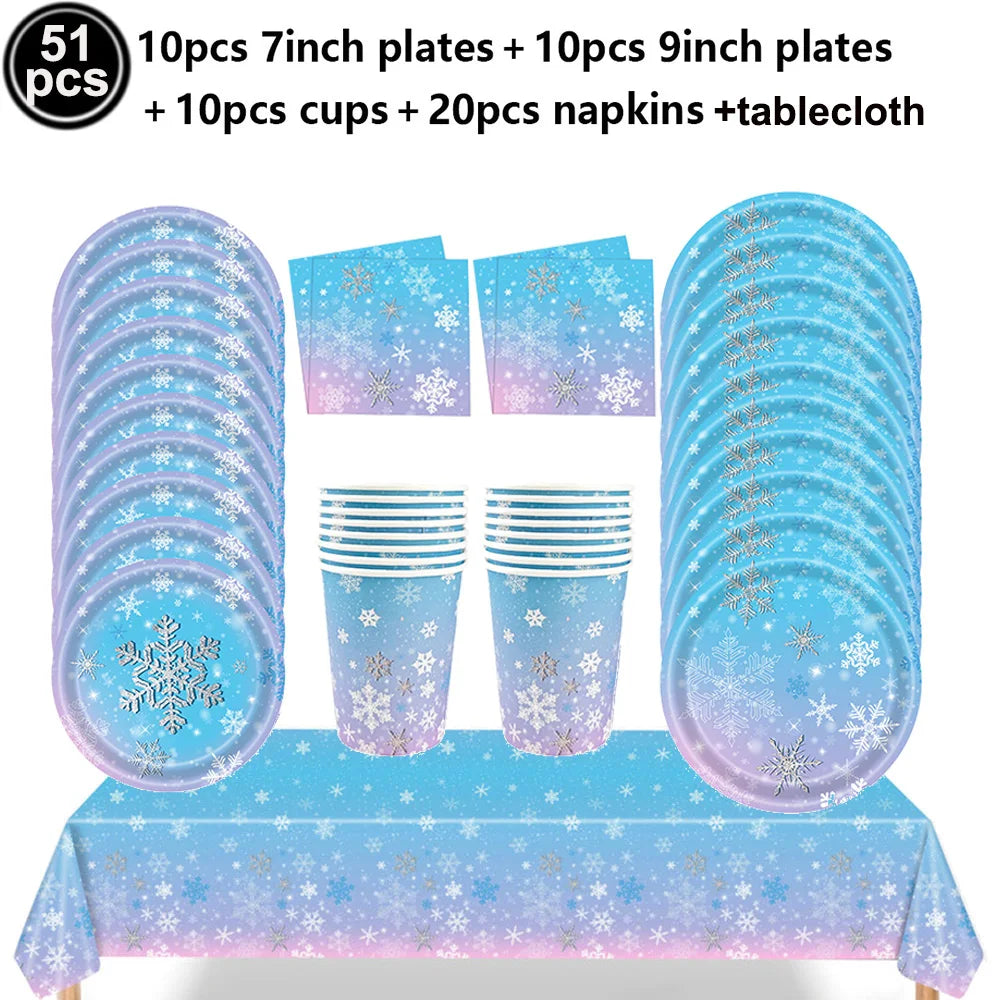 Frozen Winter Birthday Party Supplies – Plates, Cups & Balloons Party Supplies Set Babs army green As pictures show