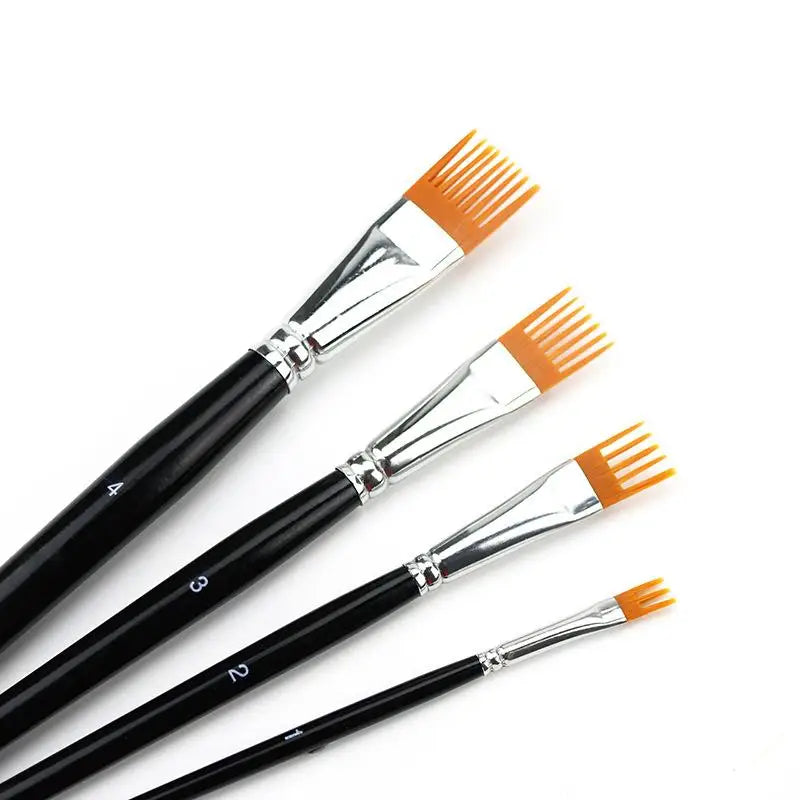 4Pcs Serrated Paintbrush Set – Watercolor, Oil & Acrylic Art Art Paintbrush Set Babs