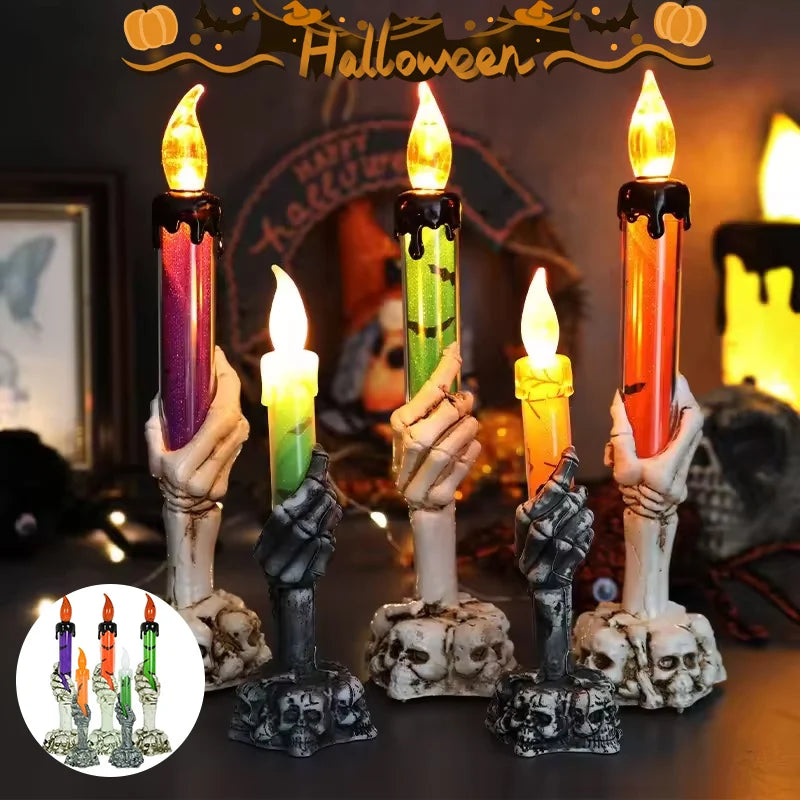 Halloween Skull LED Glowing Candle Lamp – Spooky Party Decor Halloween LED Decor Babs