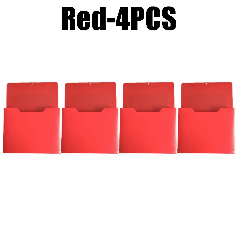 Magnetic Wall Mount A4 File Holder & Document Organizer Wall File Organizer Babs Red-4PCS