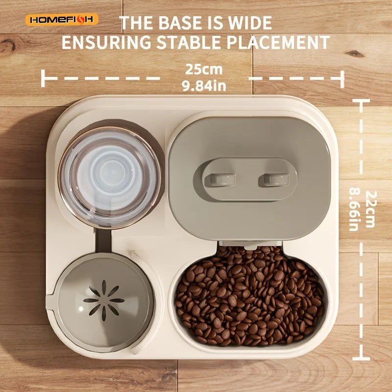 2-in-1 Automatic Cat Food & Water Dispenser Combo Automatic Pet Feeder Babs
