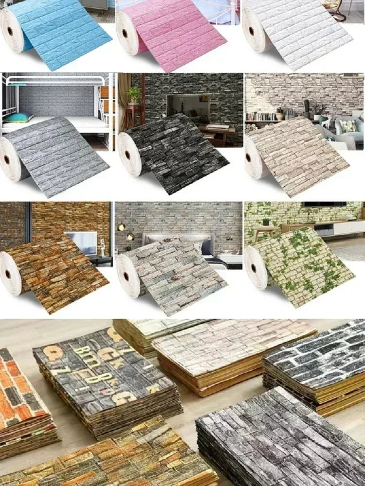 3D Brick XPE Wallpaper Self-Adhesive Waterproof 70cm×10m 3D Wall Wallpaper Babs