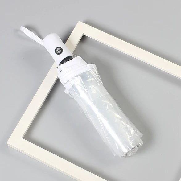 Auto Open Close Folding Clear Umbrella – Compact Transparent Folding Travel Umbrella Babs transparent color 8K Iron