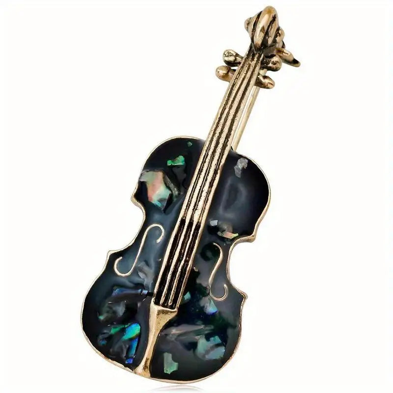 Vintage Rhinestone Musical Brooch Pin – Guitar, Cello & Violin Rhinestone Brooch Pin Babs black