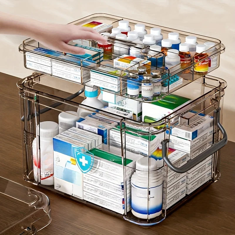 Transparent Plastic First Aid Box with Handle – Stackable First Aid Storage Box Babs