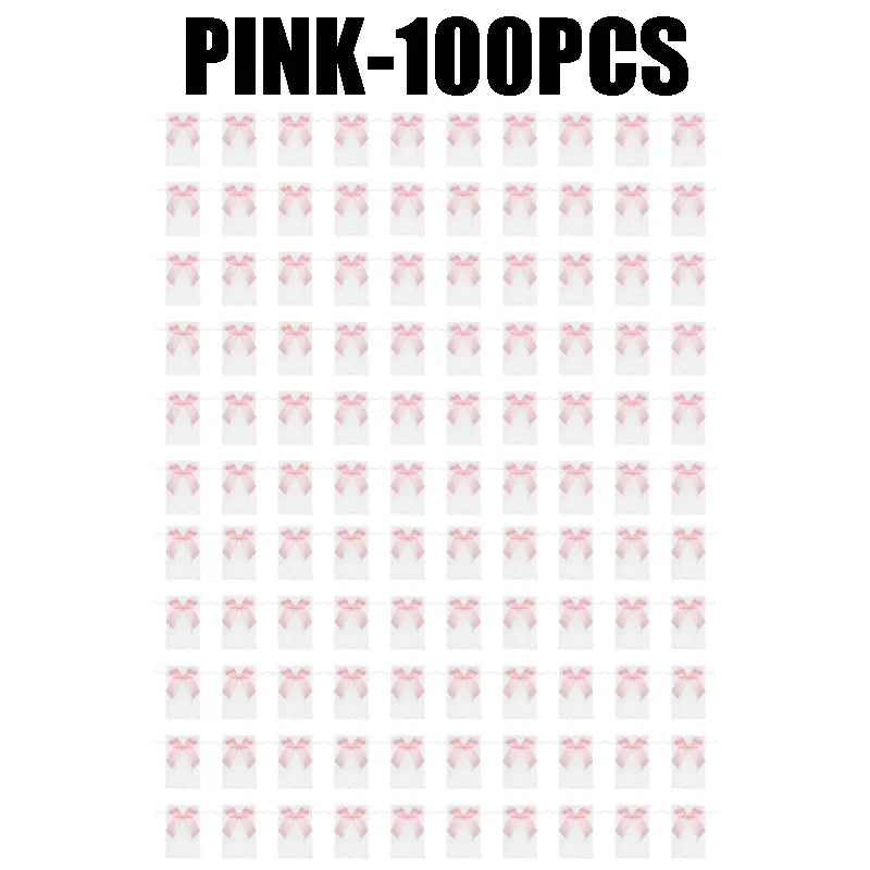 Organza Drawstring Gift Bags with Bow | Mesh Pouches Organza Gift Bags Babs PINK-100PCS 9X12cm