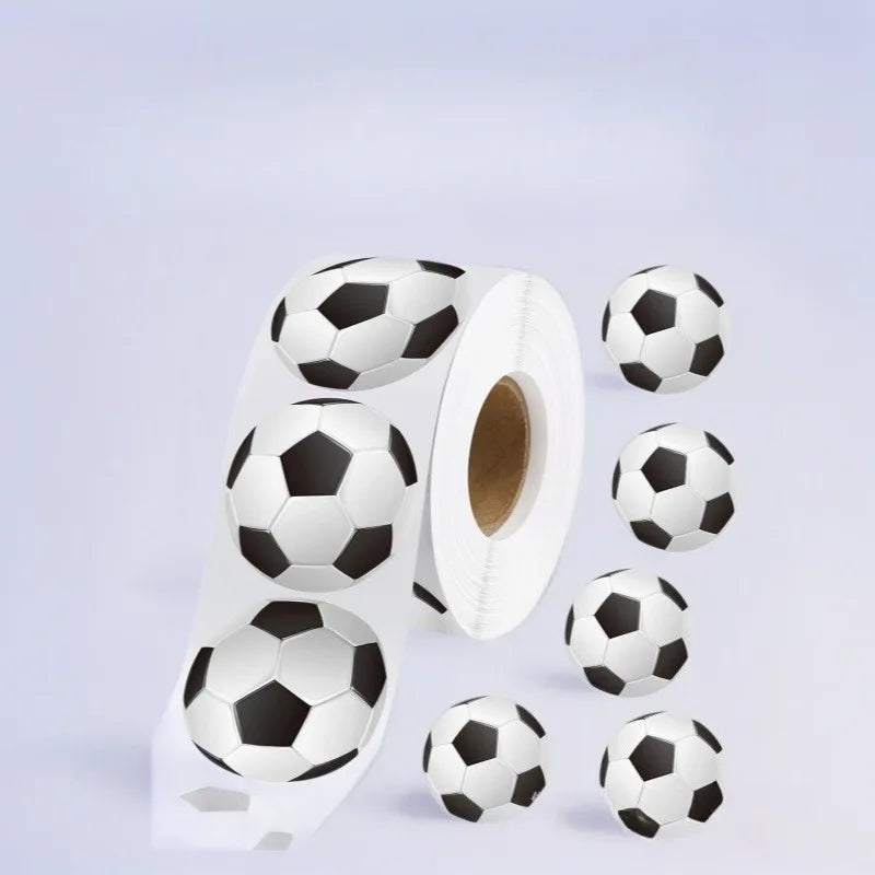 500pcs Round Soccer Stickers Roll – Sports Party Decals Decorative Sticker Roll Babs