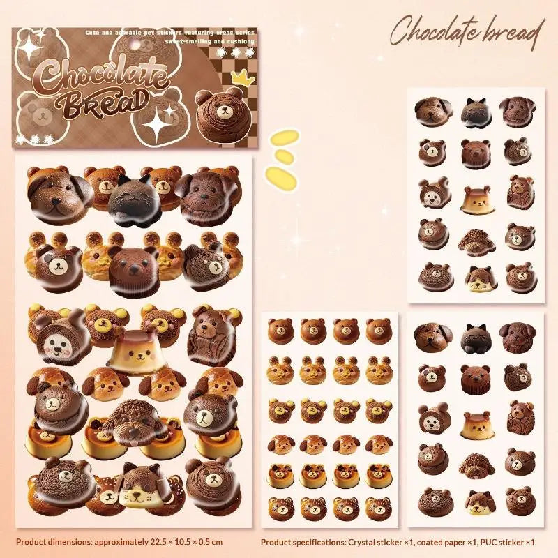 Cute Cartoon Bear 3D Embossed Stickers for DIY & Scrapbooking Decorative Craft Stickers Babs A4