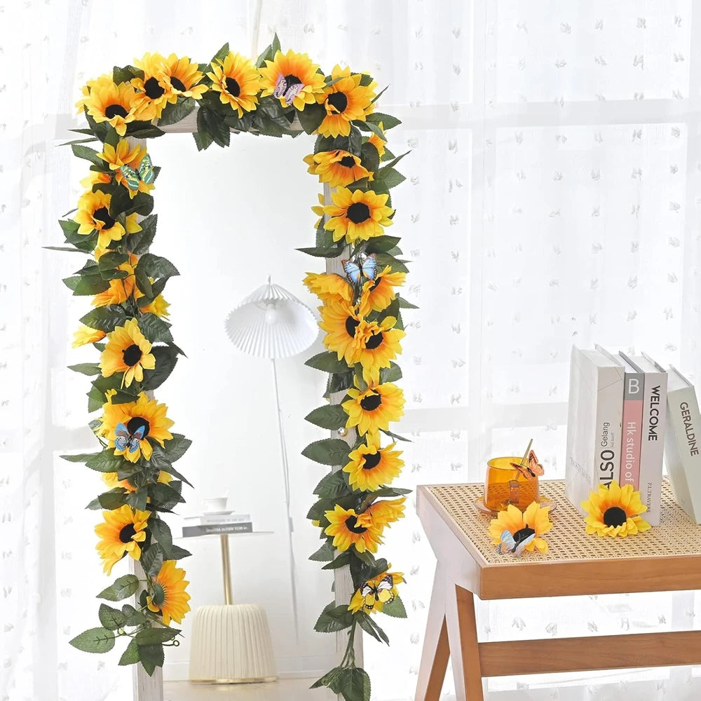 Artificial Sunflower Vine Garland – Silk Hanging Flower Décor Artificial Flower Garland Babs