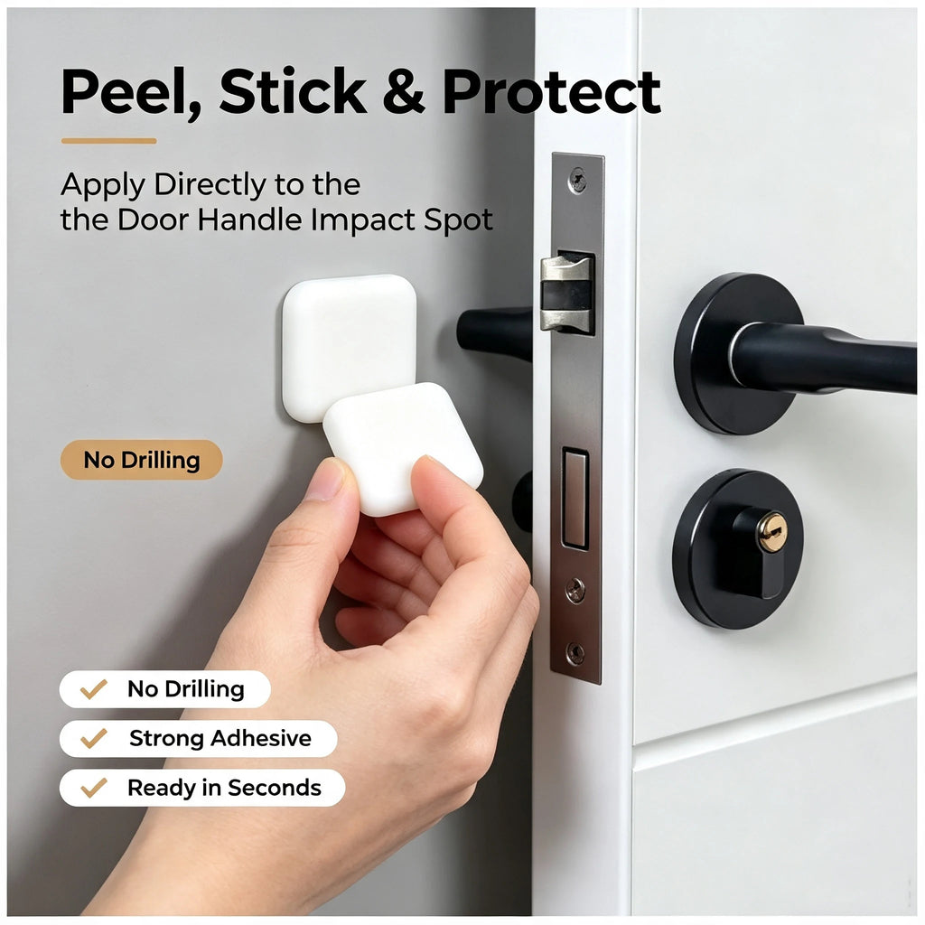 3-Pack Silicone Door Handle Bumpers – Self-Adhesive Wall Protector Door Bumper Pads Babs