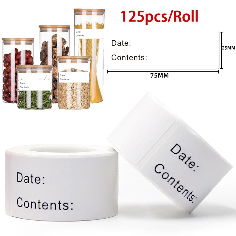 Kitchen Spice Jar & Food Labels – Strong Stickers Multi-Pack Kitchen Jar Labels Babs 125pcs