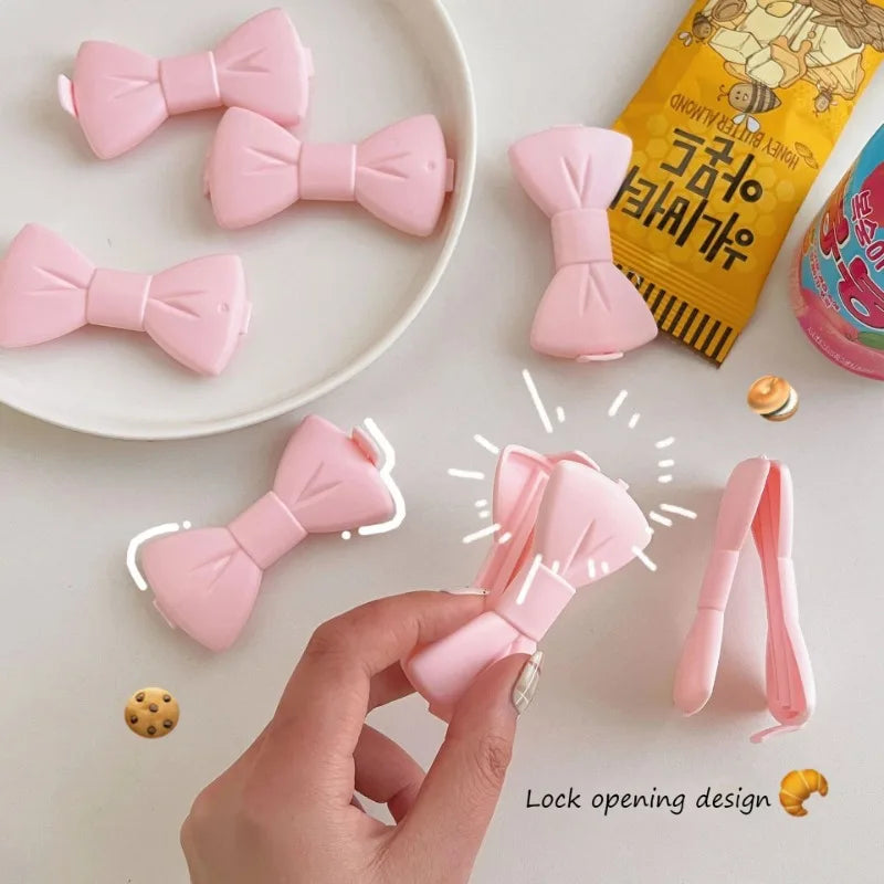 5-Pack Kawaii Pink Bow Food Sealing Clips – Moisture-Proof Food Sealing Clips Babs