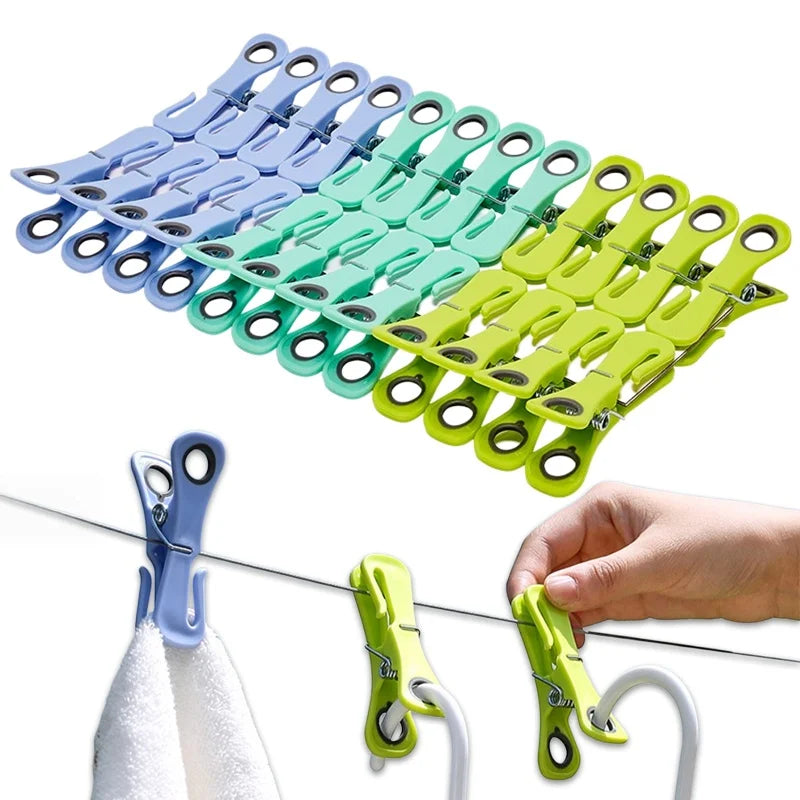 Plastic Clothespins 24-Pack with Storage Box – Non-Slip Clips Laundry Clothespins Babs