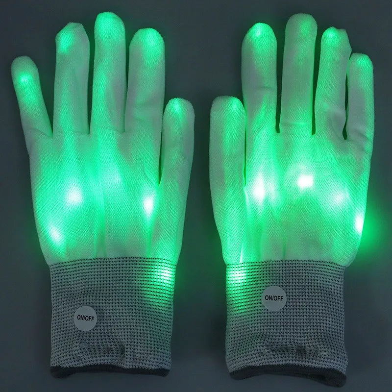 LED Light-Up Glow Gloves – Rave Party Halloween Cosplay LED Costume Gloves Babs green
