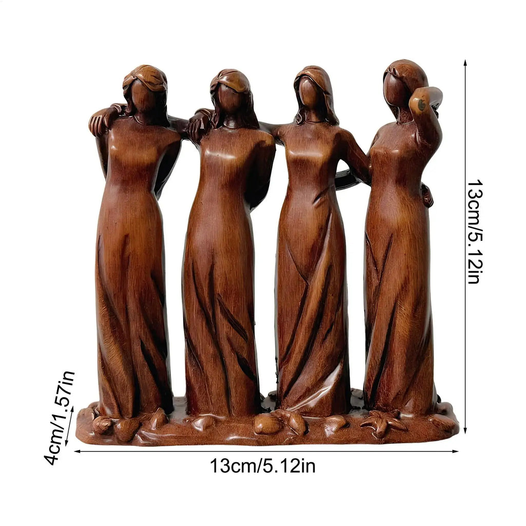 Resin Four Sisters Sculpture – Friendship Figurine Decor Gift Decorative Figurine Babs