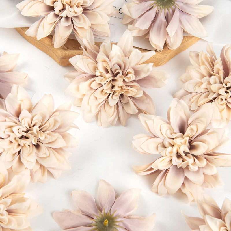Silk Rose Dahlia Flower Heads for Wedding & DIY Decor Artificial Silk Flowers Babs color 6 30 pcs