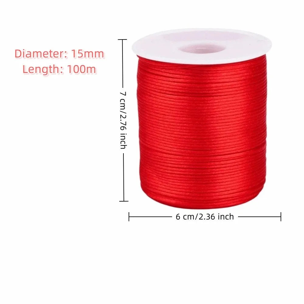 100m Satin Rattail Cord 1.5mm Braided Beading String for Crafts Craft Cord Babs