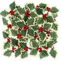 50pcs Artificial Holly Berries & Green Leaves – Christmas Decor Artificial Floral Picks Babs Red-50pcs