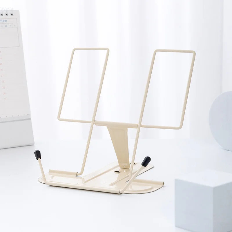 Foldable Metal Reading Stand & Portable Music Book Holder Foldable Book Stand Babs Beige