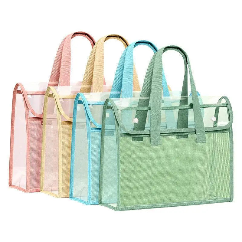 Transparent PVC Exam Tote Bag – Waterproof & Mesh Pockets Clear PVC Tote Bag Babs