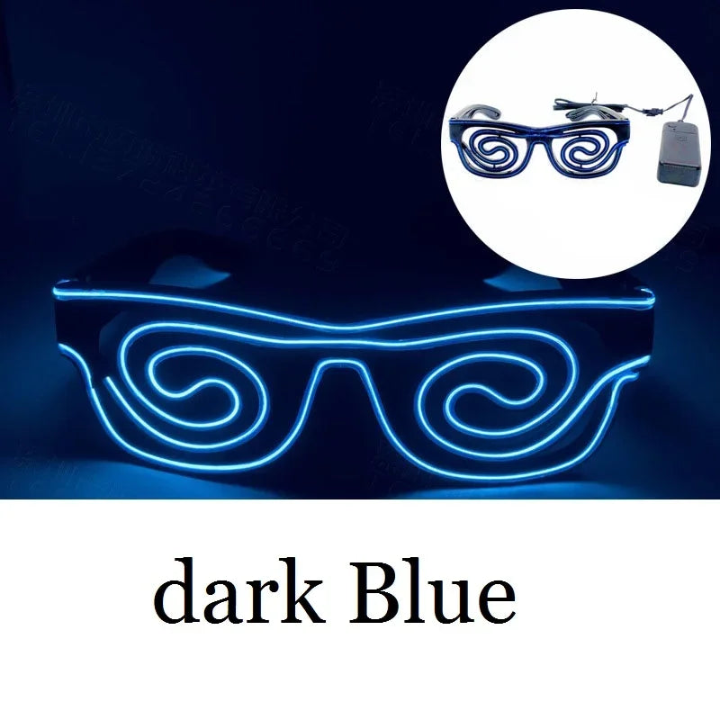 10pcs LED Glow Wire Glasses for DJ, Party & Cosplay LED Party Glasses Babs dark blue