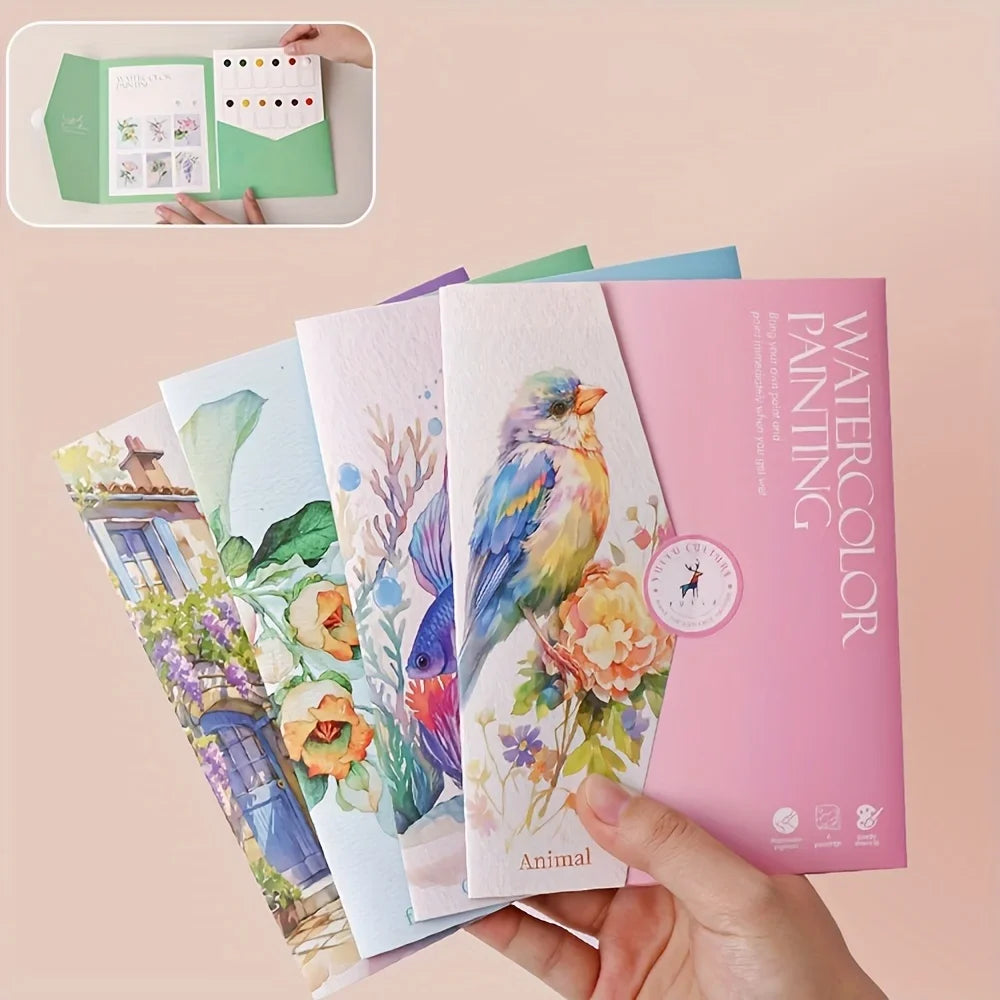 Watercolor Painting Set – Adult Coloring Book Landscape & Floral Watercolor Art Set Babs