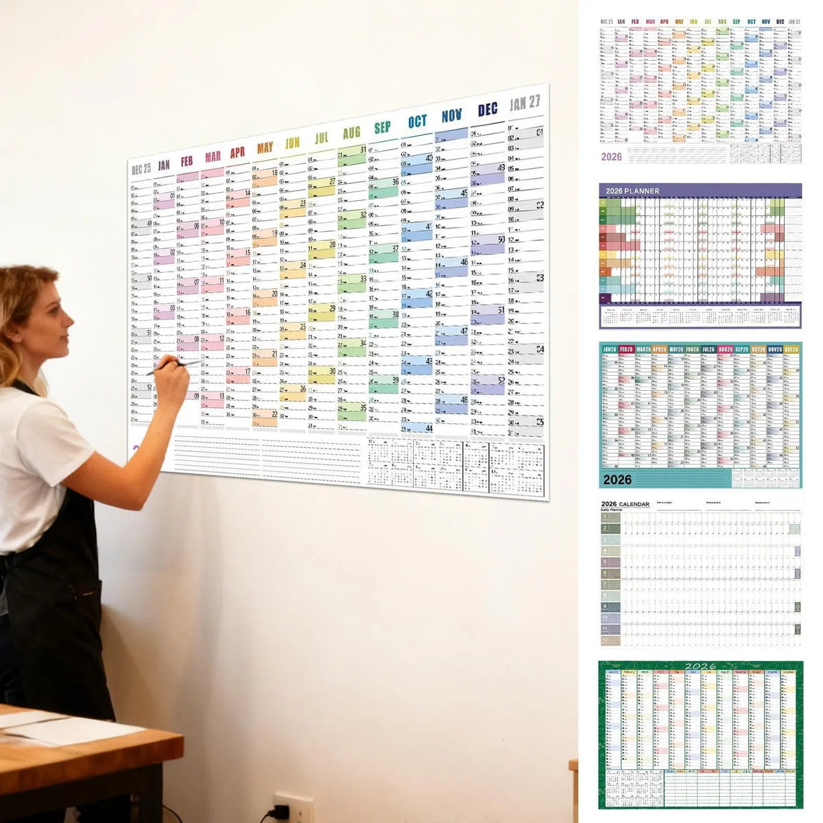 2026 Large Wall Calendar Poster with Stickers | Home & Office Wall Calendar Planner Babs