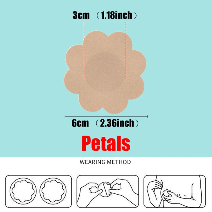 100pc Disposable Nipple Covers – Invisible Breast Petals Nipple Covers Babs