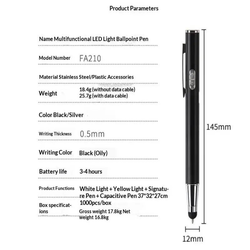 4-in-1 Rechargeable LED Pen Light – Stainless Steel, Type-C Medical Pen Light Babs