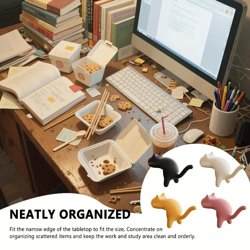 4Pcs Cat Clamp Hooks – Desk Cable Clip Organizer Set Desk Clamp Hooks Babs
