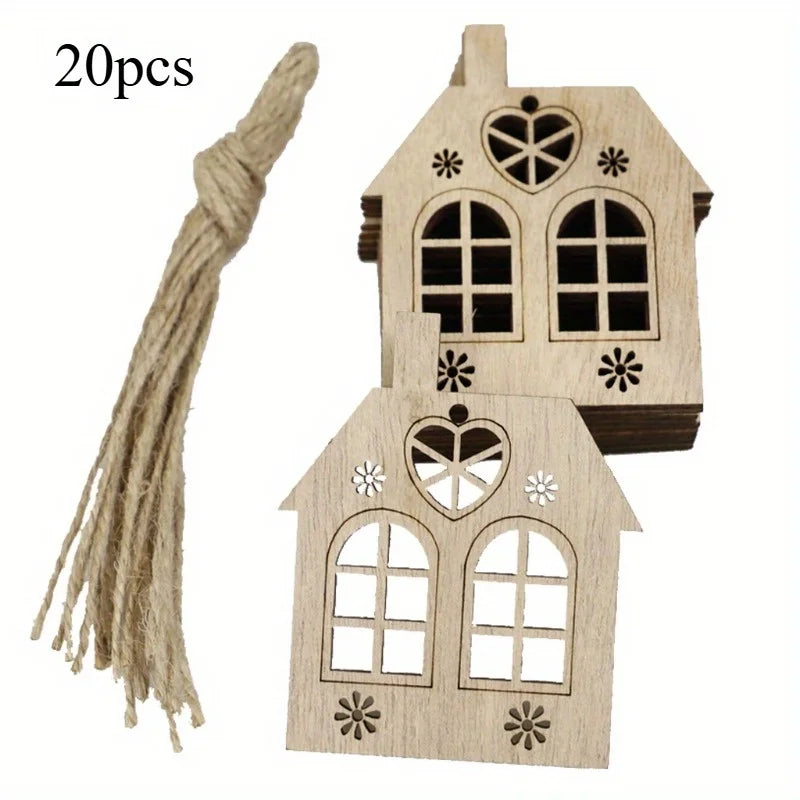 Wooden Cutout Heart & House Shapes – DIY Craft Painting Set Wood Craft Blanks Babs 20pcs