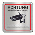 Aluminum Alloy Wall-Mounted Security Camera Sign – German Text Security Camera Sign Babs 1PC