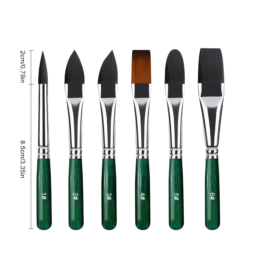 6-Piece Mini Watercolor Pen Set – Portable Wood Handle Sketch Pens Watercolor Pen Set Babs