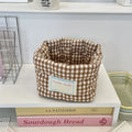 Checkered Heart Foldable Storage Basket | Quilted Organizer Storage Basket Babs Brown