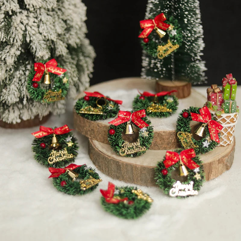 10PCS Mini Christmas Bell Pinecone Wreath Hanging Ornaments Christmas Ornaments Babs